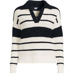 Women's Plus Size Cotton Boucle Johnny Collar Shaker Pullover