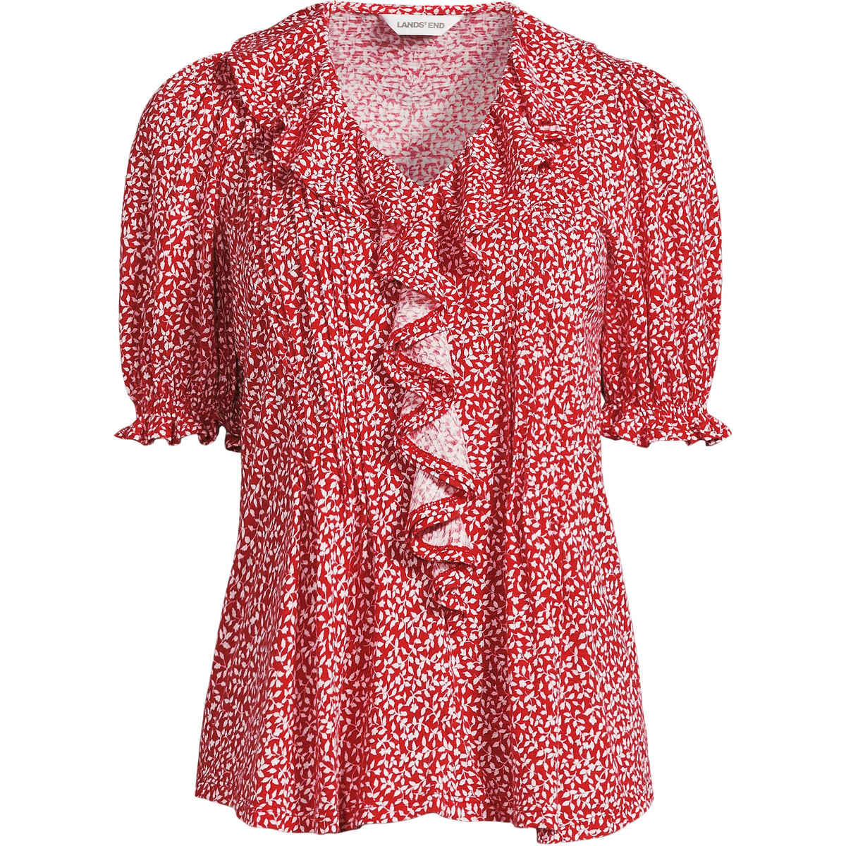 Women's Plus Size Puff Sleeve Slub Ruffle Pintuck Top