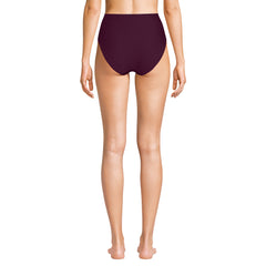 Women's Chlorine Resistant Ottoman Rib High Waisted Bikini Bottoms