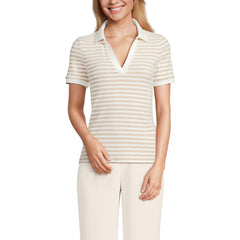 Women's Petite Wide Rib Polo Shirt