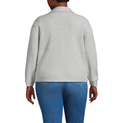Women's Plus Size Long Sleeve Waffle Collared Shacket