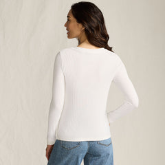 Women's Drapey Rib Fitted Long Sleeve Henley T-Shirt