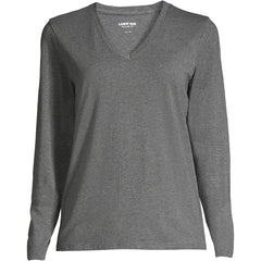 Petite Supima Cotton Long Sleeve V-Neck T-Shirt