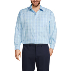 Men's Big and Tall Pattern No Iron Supima Pinpoint Straight Collar
