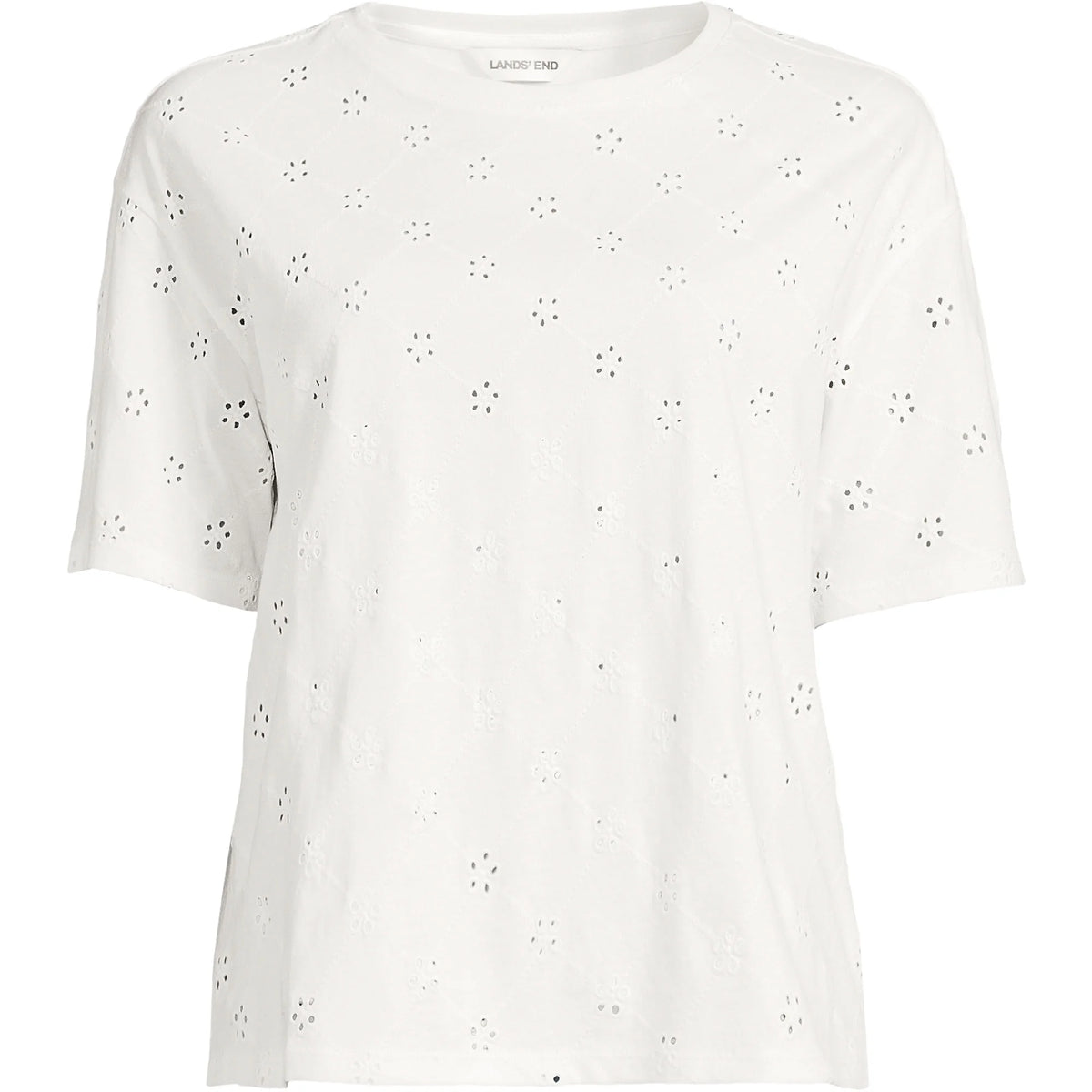 Women's Plus Size Short Sleeve Eyelet Crewneck T-Shirt