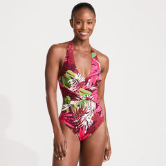 Women's Sculpting Suit Plunge Halter High Leg One Piece Swimsuit