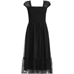 Women's Flocked Chiffon Midi Dress