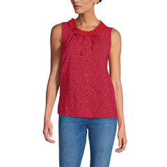 Women's Lightweight Jersey Button Front Lace Trim Tank