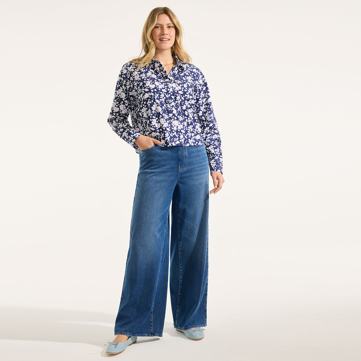 Women's Tall Starfish Denim High Rise Wide Leg Jeans