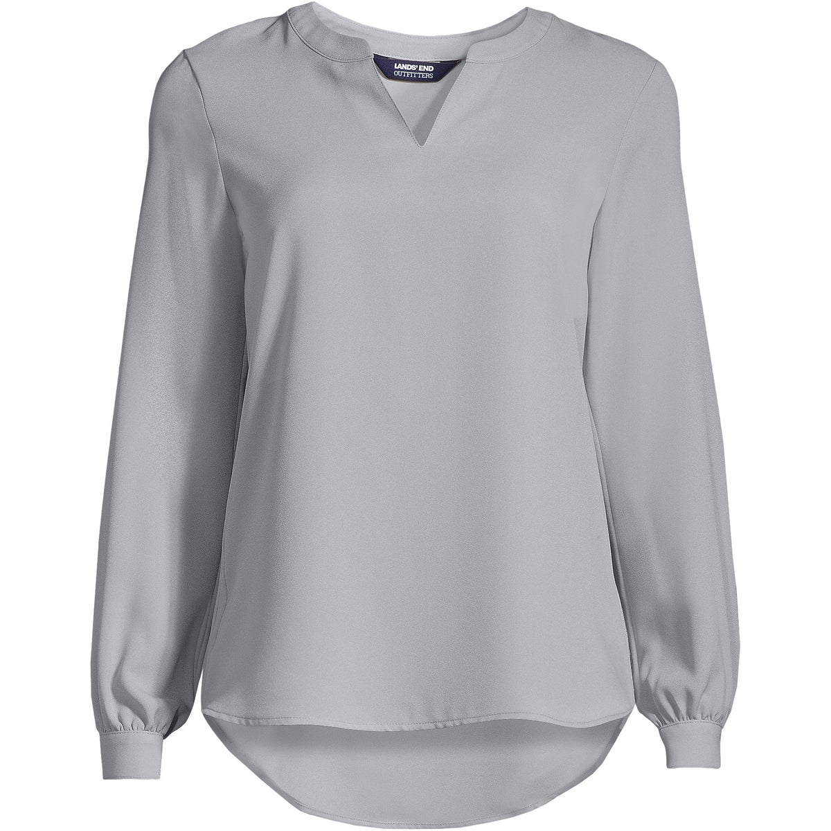 Women's Plus Size Shirred Long Sleeve Split Neck Blouse