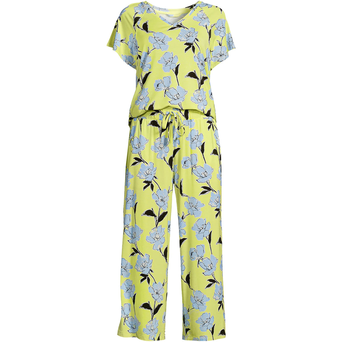 Women's Cooling Pajama Set - Short Sleeve Top and Crop Pants