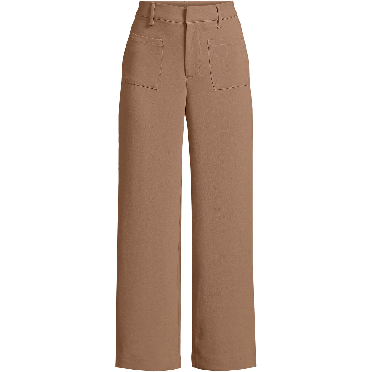 Women's Plus Size Crepe High Rise Patch Pocket Wide Leg Crop Pants