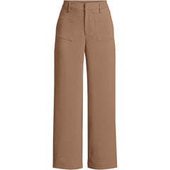 Women's Plus Size Crepe High Rise Patch Pocket Wide Leg Crop Pants
