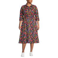 Women's Plus Size Poplin Midi Wrap Front Dress