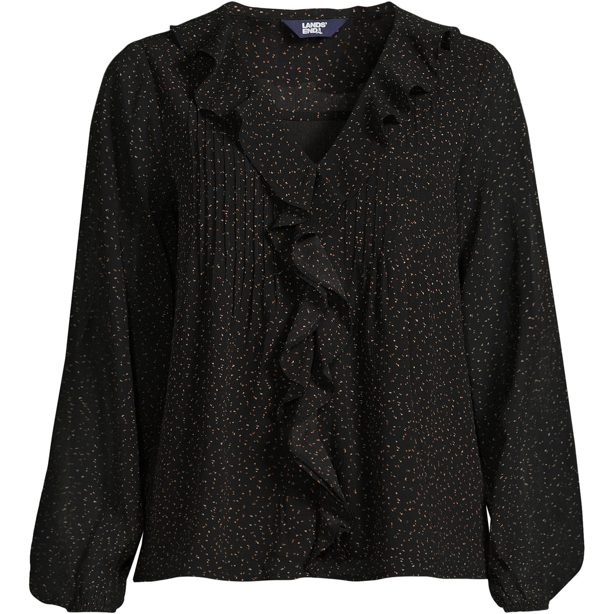 Women's Chiffon Ruffle Front Pleated Blouse