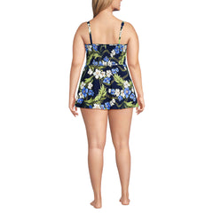 Womens Plus Size Square Neck Smocked Mini Swim Dress
