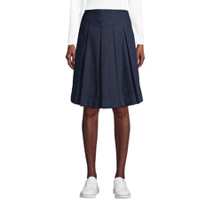 Women's Poly-Cotton Box Pleat Skirt Top of Knee