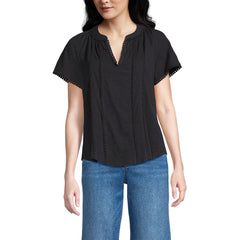 Women's Slub Short Sleeve Notch Neck Top