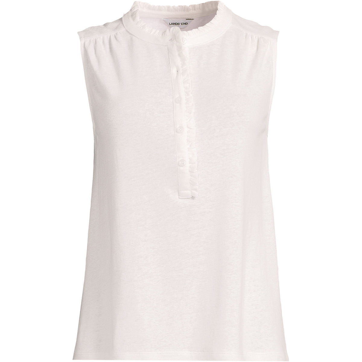 Women's Linen Blend Ruffle Trim Tank Top