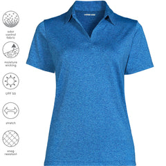 School Uniform Women's Rapid Dry Short Sleeve Space Dye Sport Neck Polo Shirt