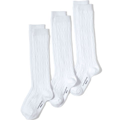School Uniform Girls Solid Cable Knee Socks (3-pack)