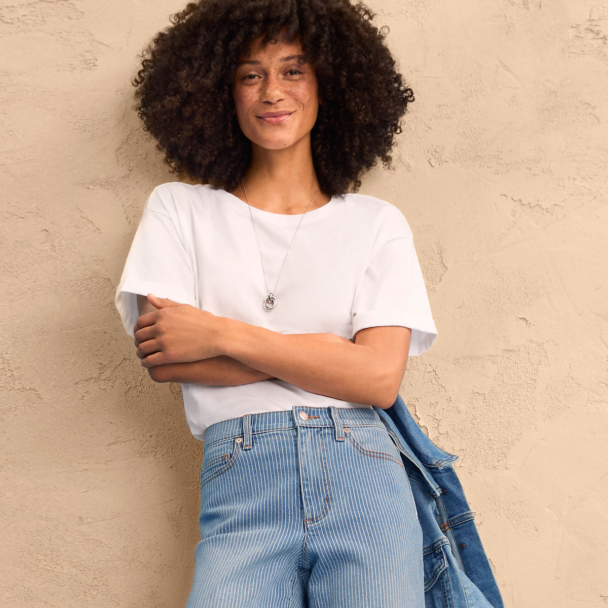 Women's Petite Oversized Supima Short Sleeve Crew Neck T-Shirt