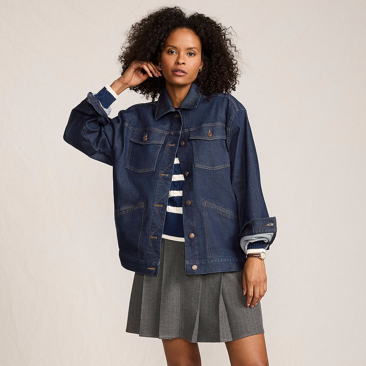 Women's Oversized Denim Trucker Jacket