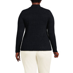 Women's Plus Size Long Sleeve Brushed Lace Mock Neck Top