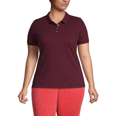 Women's Plus Size Short Sleeve Feminine Fit Banded Mesh Polo Shirt