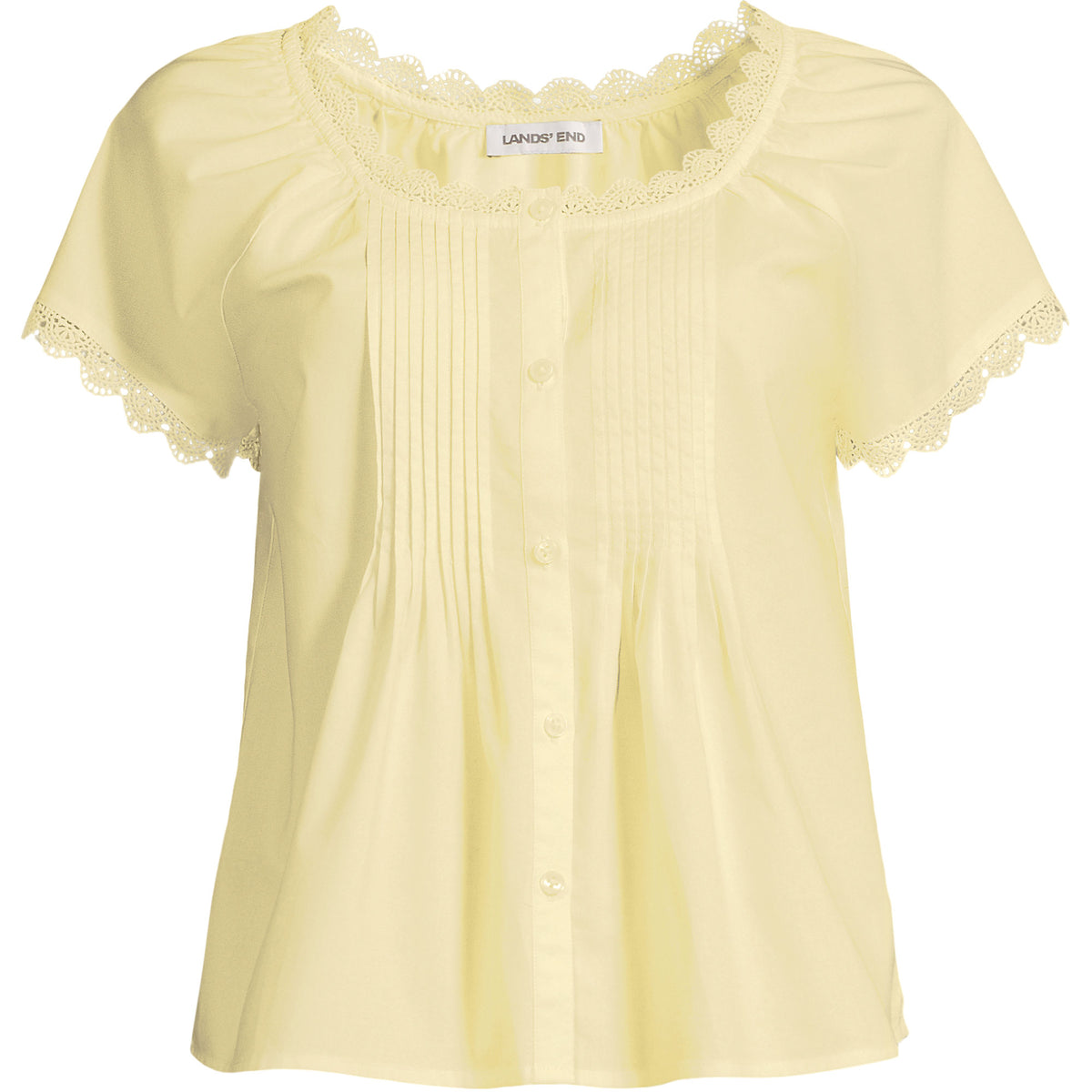 Women's Plus Size Poplin Short Sleeve Pintuck Blouse