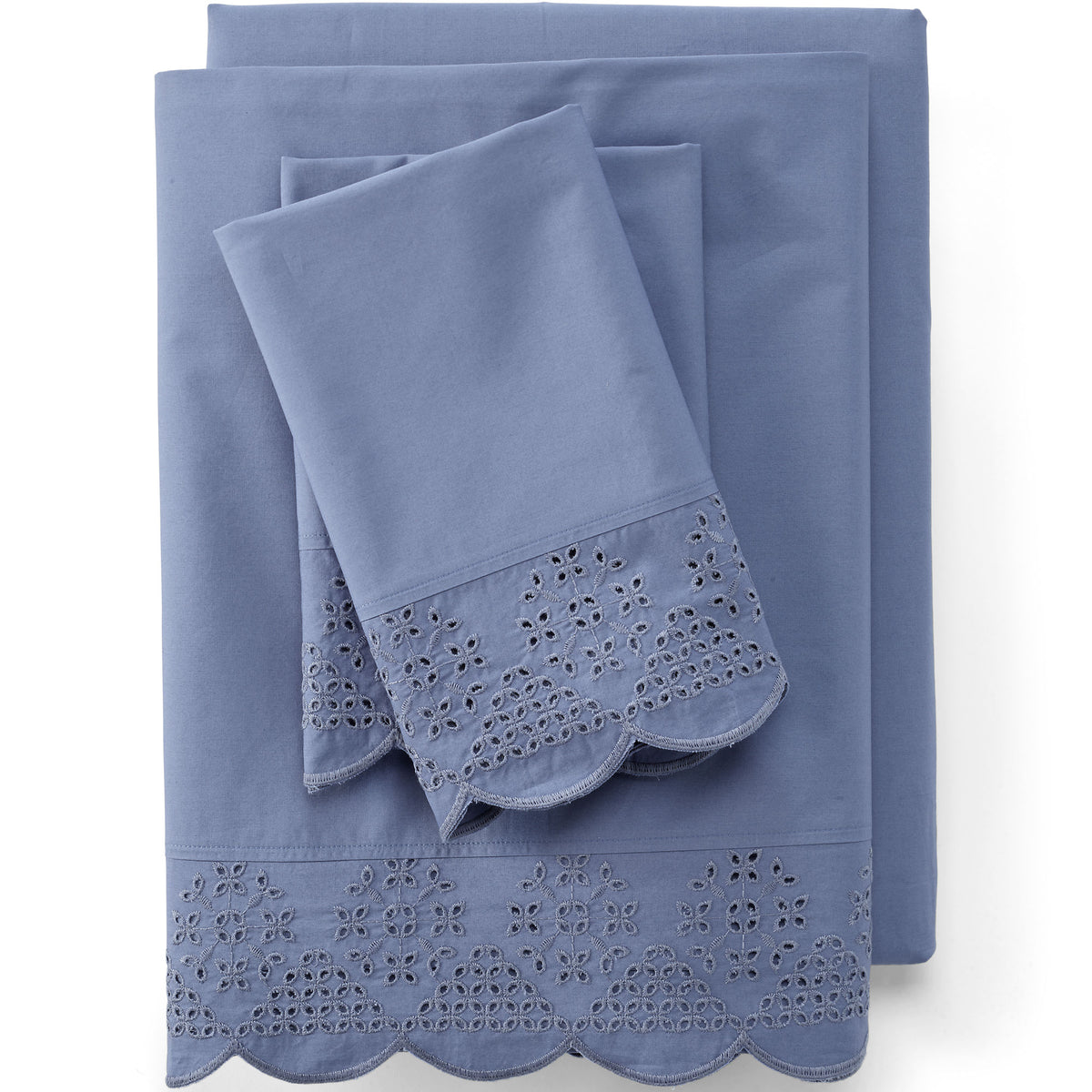 300 Thread Count Cotton Percale Eyelet Bed Sheet Set