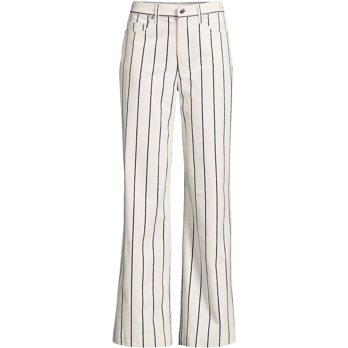 Women's Plus Size High Rise 5 Pocket Wide Leg Chino Oxford Stripe Pants