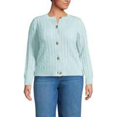 Women's Plus Size Drifter Classic Cable Crew Neck Cardigan Sweater