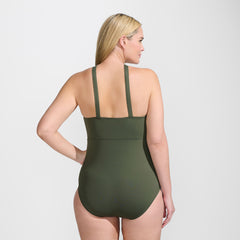 Women's Plus Size Criss Cross Halter One Piece Swimsuit