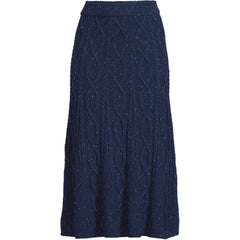 Women's Petite Cozy Lofty Cable Fluted Midi Sweater Skirt