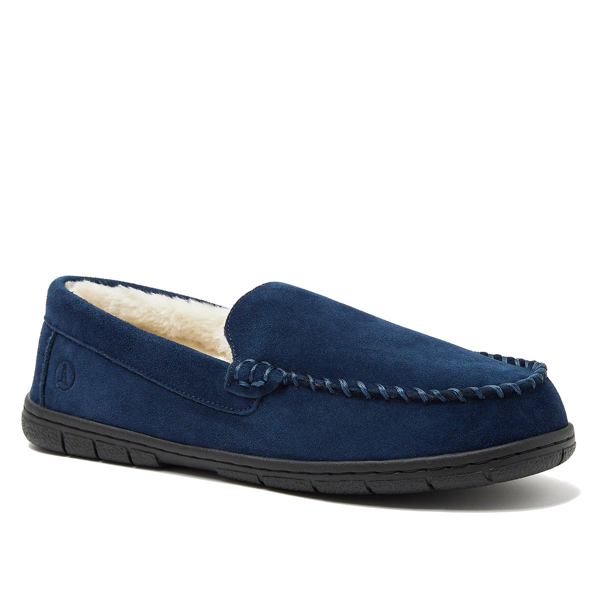 Men's Fuzzy Lined Suede Moccasin Slippers