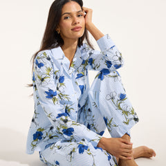 Women's Cotton Poplin 2 Piece Pajama Set - Long Sleeve Top and Pants