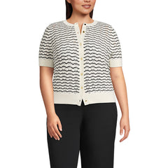 Women's Plus Size Cotton Viscose Short Sleeve Cardigan Sweater