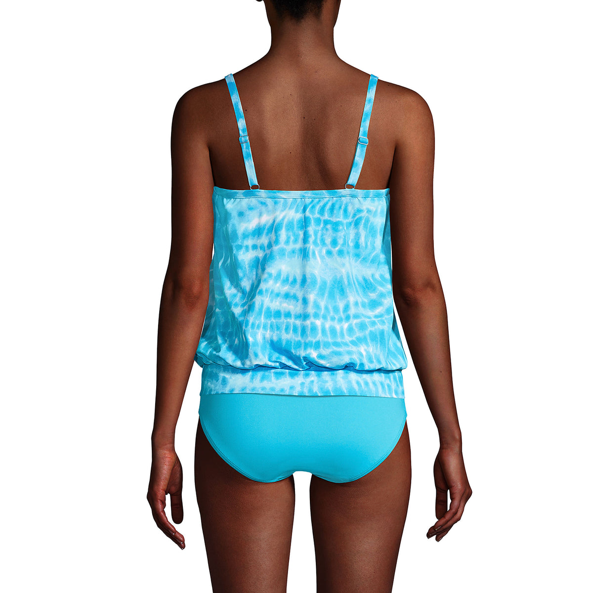 Women's D-Cup Chlorine Resistant Blouson Tankini Swimsuit Top