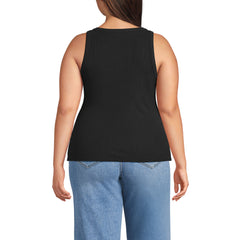 Women's Plus Size Drapey Rib Fitted Henley Tank Top