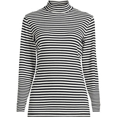 Women's Plus Size Relaxed Cotton Long Sleeve Mock Turtleneck