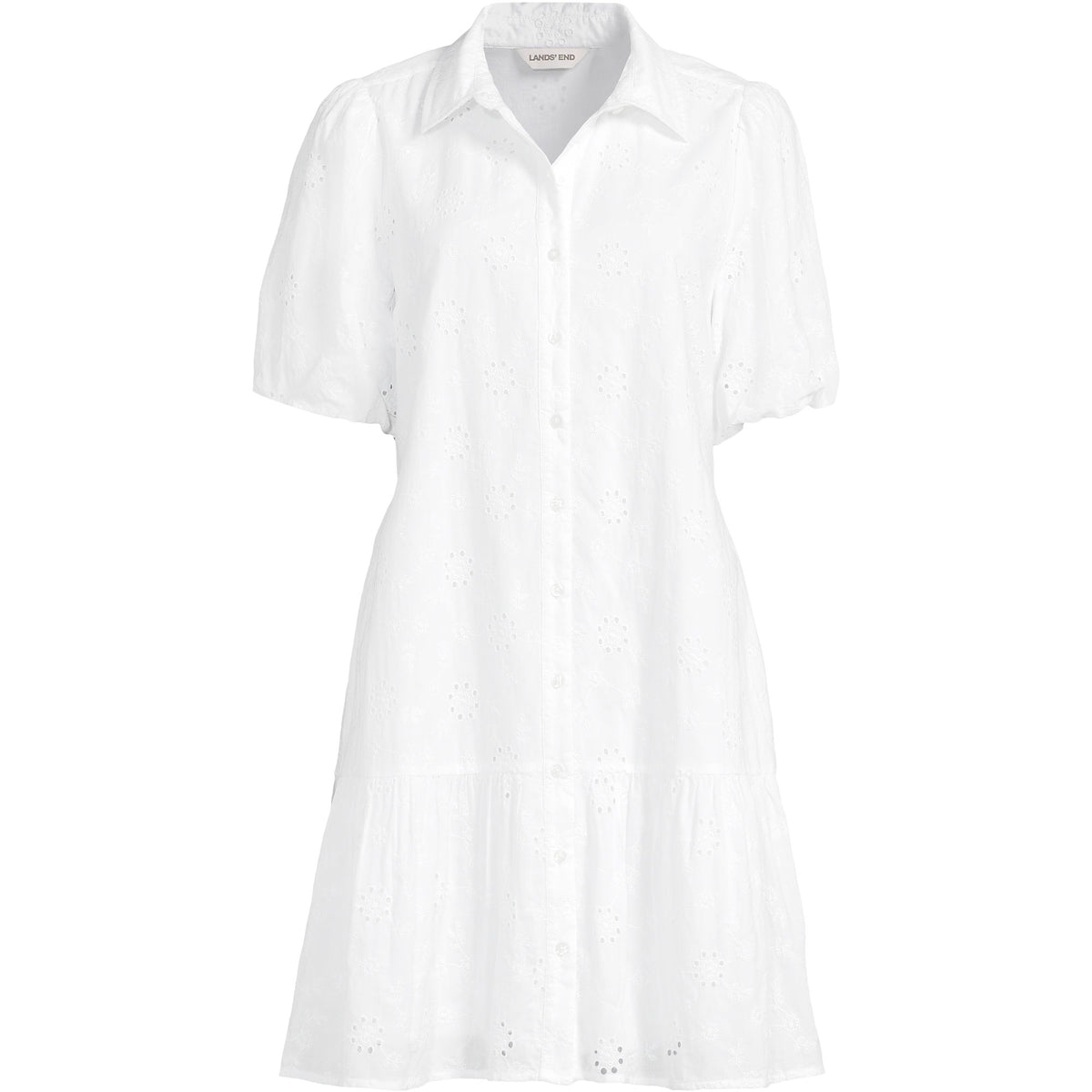 Women's Plus Size Elbow Sleeve Eyelet Knee Length Shirt Dress