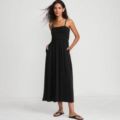 Women's Cupro Bandeau Maxi Dress with Removable Straps