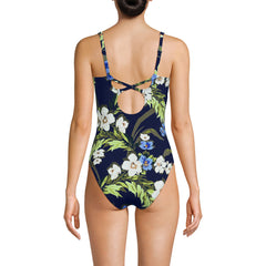 Women's Long Torso V-Neck High Leg Strappy Back One Piece