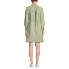 Women's Petite Wide Wale Cord Popover Long Sleeve Shirt Dress