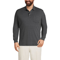 Men's Big Long Sleeve Cotton Supima Polo Shirt with Pocket