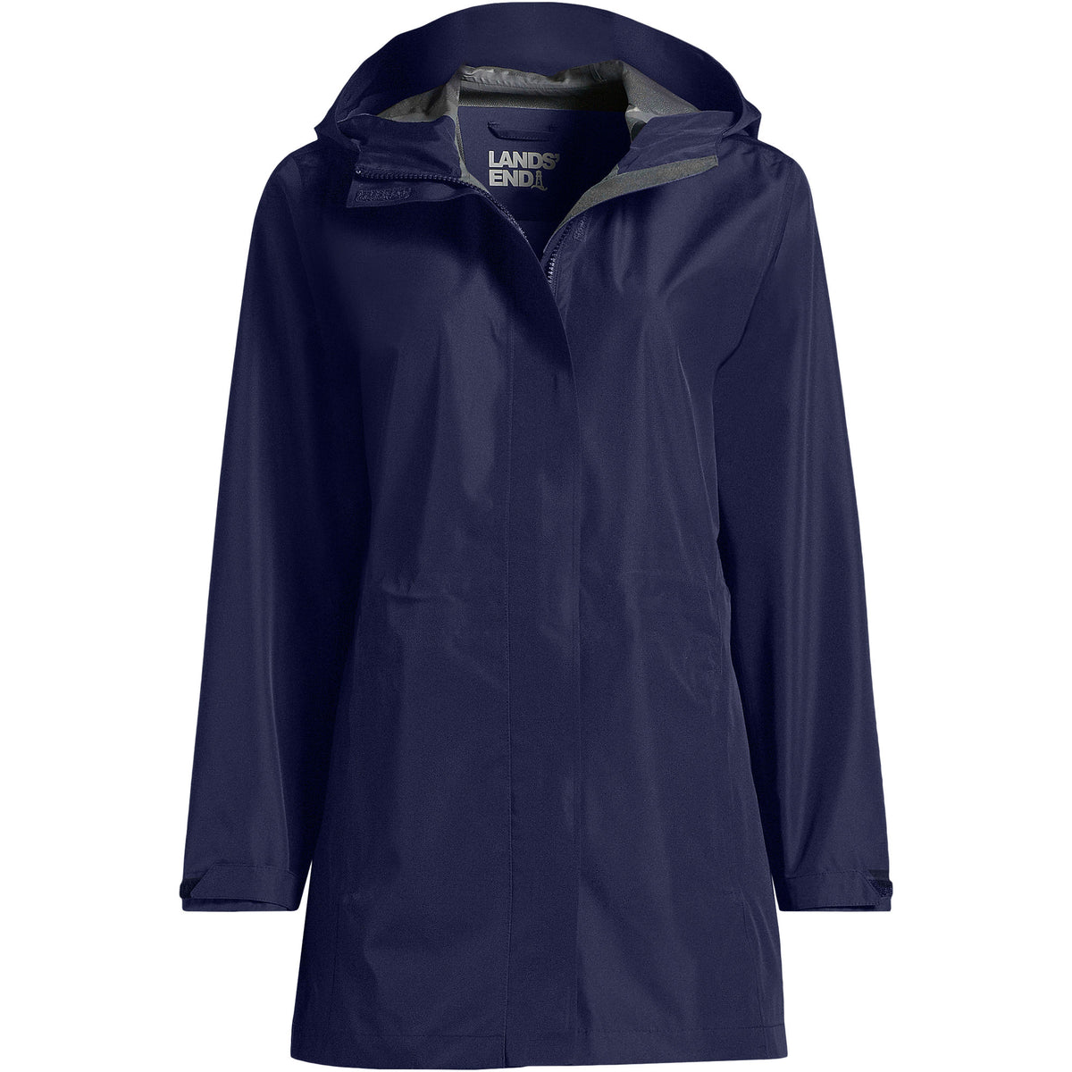 Women's Tall Waterproof Hooded Packable Rain Jacket