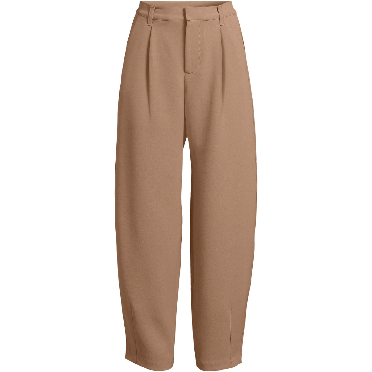 Women's Plus Size Crepe High Rise Pleated Barrel Leg Ankle Pants