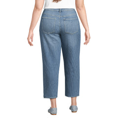Women's Plus Size Soft Denim Mid Rise Relaxed Straight Crop Jeans