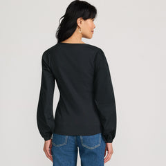 Women's Supima Interlock Scoop Neck Blouson Sleeve Top